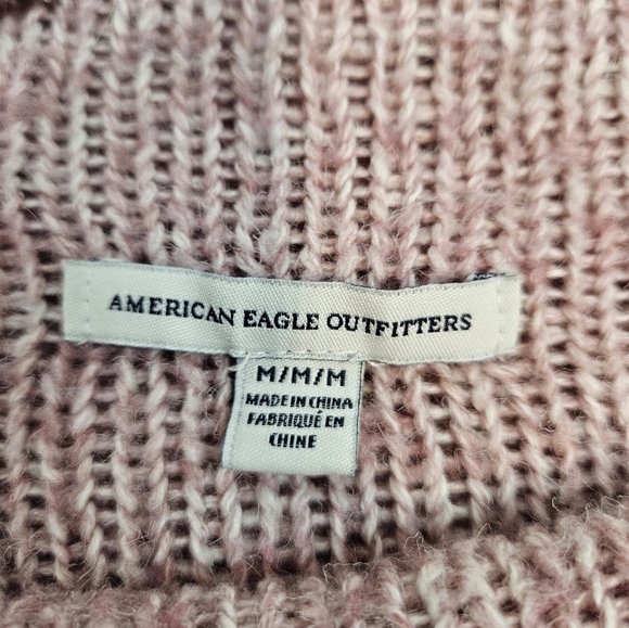 American Eagle Dusty Pink High Roll Neck Textured Sweater Size Medium Women O40 - Picture 9 of 10